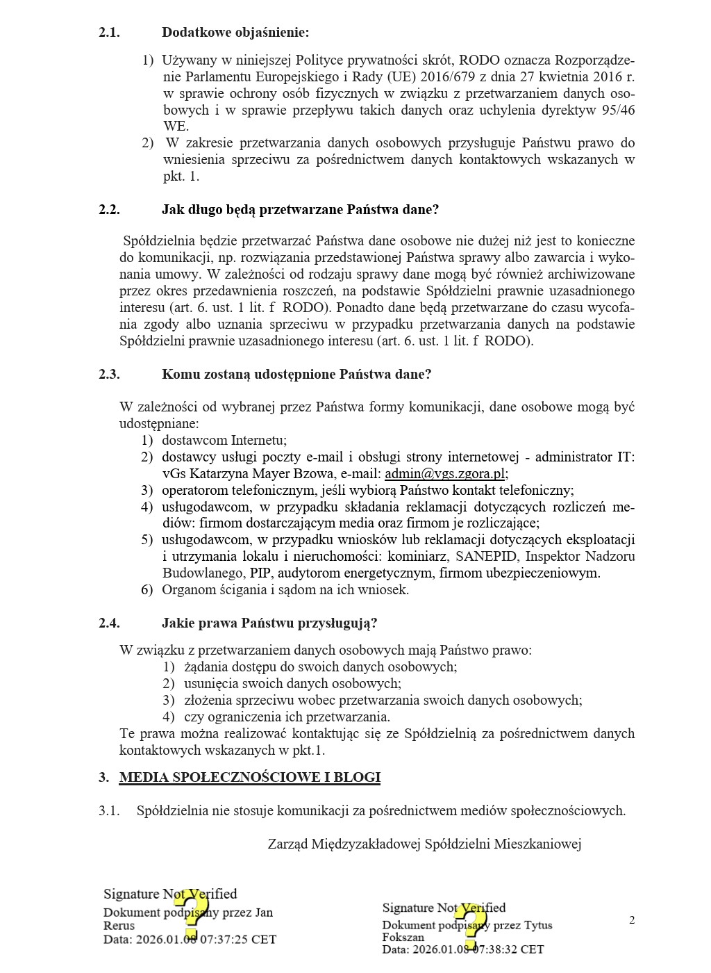 Polityka prywatności strona 2